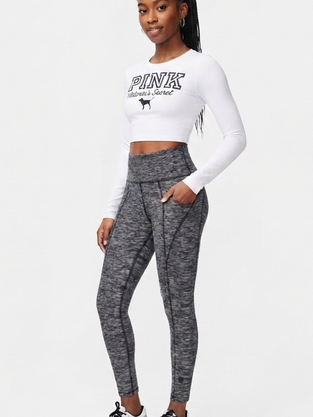 PINK Victoria’s Secret COZY High-Waisted Grey Heather Leggings Size M
